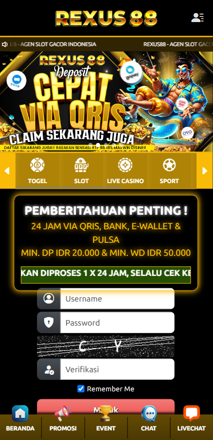 Cuplikan Halaman Depan Rexus88